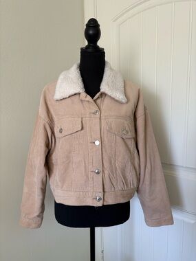 Forever 21 Beige Corduroy Teddy-Lined Jacket